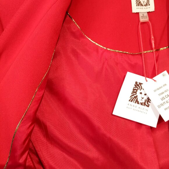 Anne Klein Titian Red Suit Blazer/Jacket   3 sizes avail  6 10 14 Open-Front NWT - Picture 6 of 12